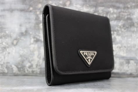 prada wallet trifold|prada black wallet price.